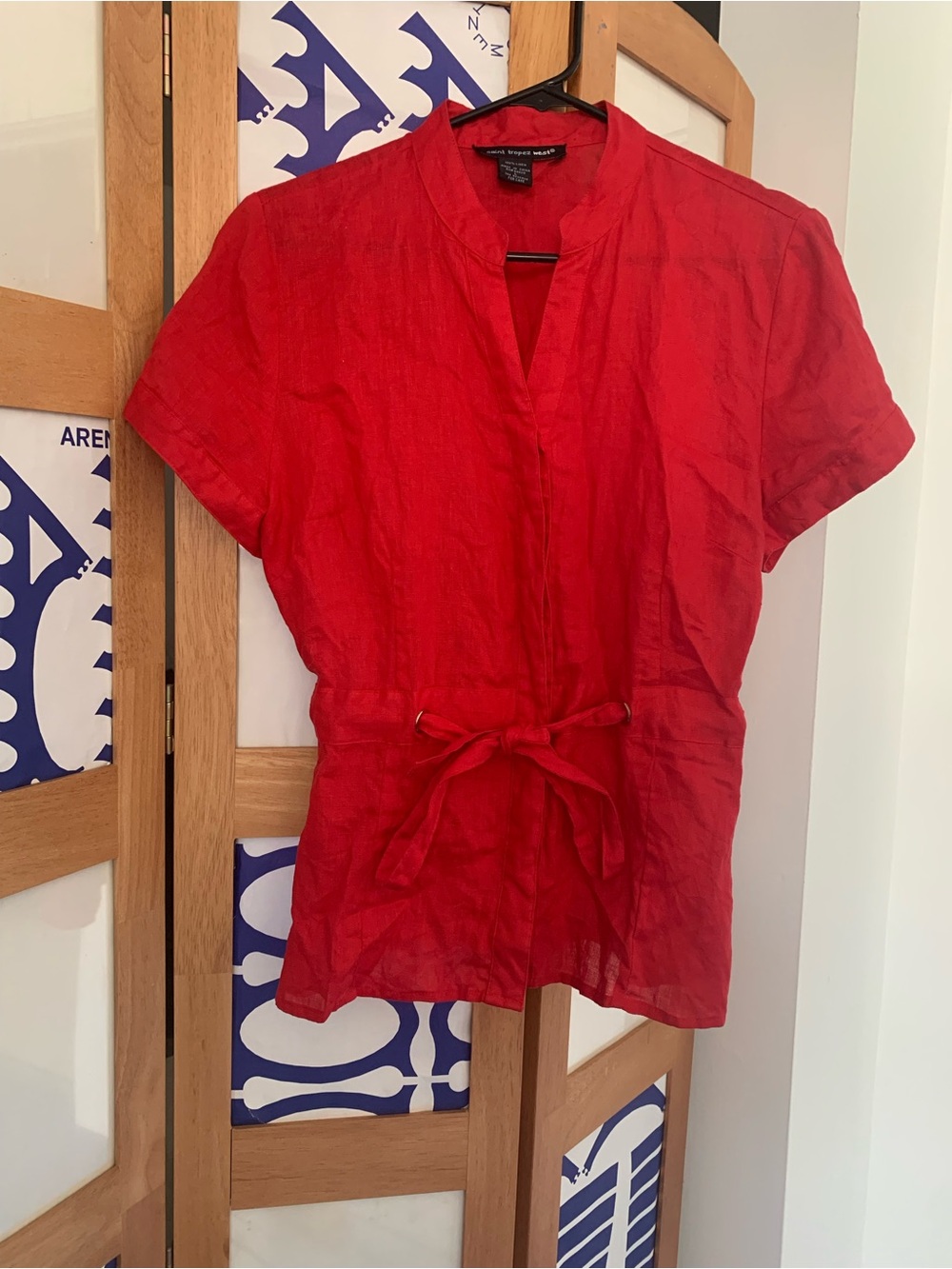 Saint Tropez West Red Short-Sleeve Tie-Waist Tunic